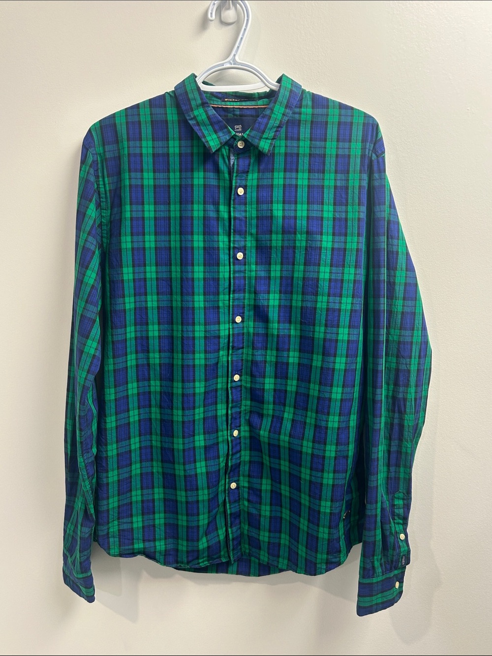 Scotch & Soda Green and Blue Plaid Button-Down Shirt